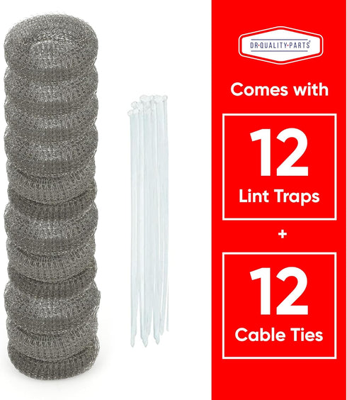 12 Pieces Lint Traps Washing Machine Quality Snares for Laundry and Rust Proof Stainless Steel Mesh with Ties Hose Filter Screen Sock Catcher...