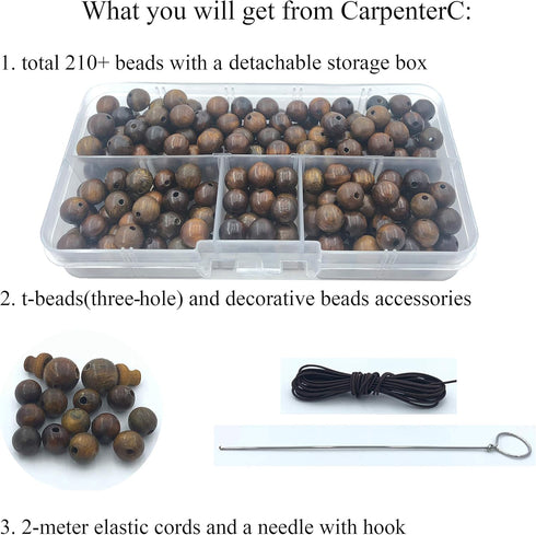 CarpenterC 200pcs 8mm Gorgeous Natural Round Polished Rosewood Loose Beads for Jewelry Making DIY Handmade Crafts...