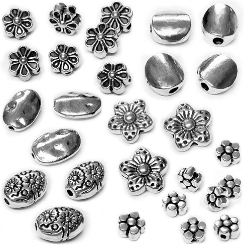 Flat Beads for Jewelry Making Supplies for Adults Small Seed Beads for Necklace Earring Bead Bracelet Making Kit Beads Bulk Tibetan Silver Spacer ...