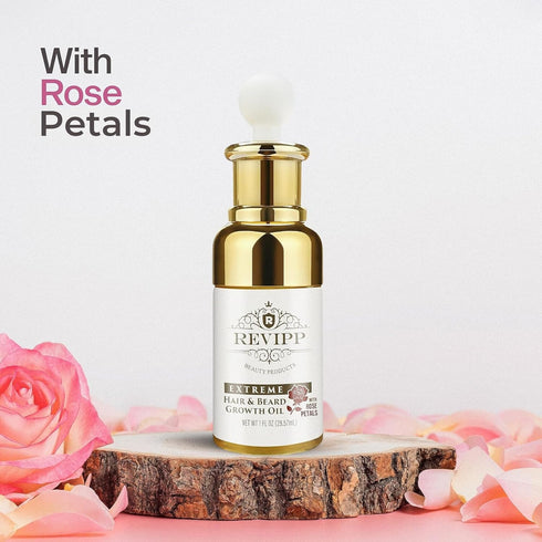 REVIPP Hair & Beard Oil with Rose Petals | 100% Natural Formula | Stops Itching, Dandruff, Minimizes Grey Hair | Optimal Growth | Nourishing, Soft...
