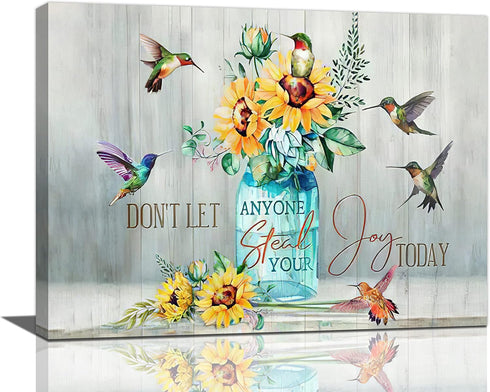 Bulldog Leather Works Abstract Hummingbird Sunflower Wall Art Canvas Inspirational Quotes Poster Farmhouse Flowers Artwork Modern Home Decorations...