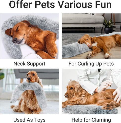 HOMBYS Extra Large Dog Pillow 35x6 Inches with Moldable Function for Latge & Medium Dogs, Soft Faux Fur Dog Neck Pillow for Anxiety Relief, Oversi...