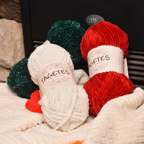 Tagetes Velvet Chenille Yarn (100 gr 132 yds x 2) 264 yds Baby Blanket Yarn, Amigurumi Yarn, Crochet and Knitting Yarn, Super Bulky, Soft, Chunky ...