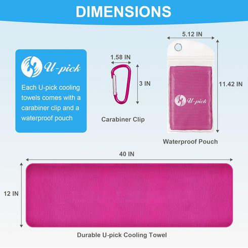 U-pick Cooling Towels Bulk 40"x12", Breathable Microfiber Chill Towel, Cooling Towel for Neck and Face, Sweat Towel for Gym, Yoga, Workout, Golf, ...