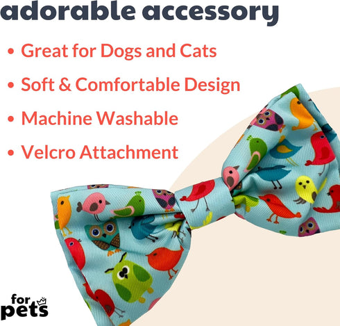 Huxley & Kent Bow Tie for Pets | Yard Birds (Small) | Velcro Bow Tie Collar Attachment | Fun Bow Ties for Dogs & Cats | Cute, Comfortable, and Dur...