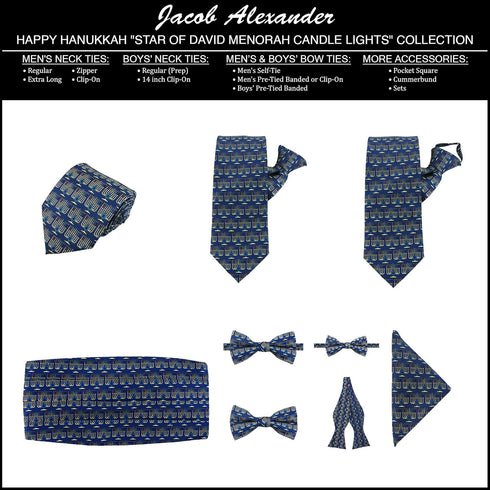 Jacob Alexander Men's Menorah Candle Lights Happy Hanukkah Star of David Zipper Neck Tie...