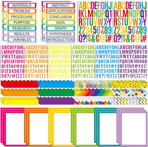 92 Pcs Science Fair Board Supplies 60 Trim Scalloped Bulletin Borders 18 Presentation Subtitles 6 Project Titles 8 Letter Sticker for Classroom Di...