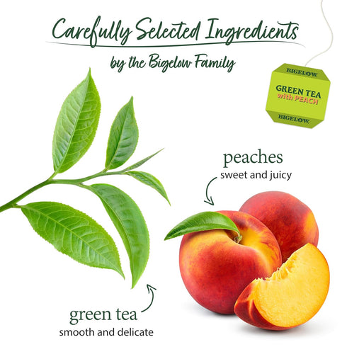 Bigelow Tea with Peach Caffeinated Green Tea, 20 Count, Pack of 6...