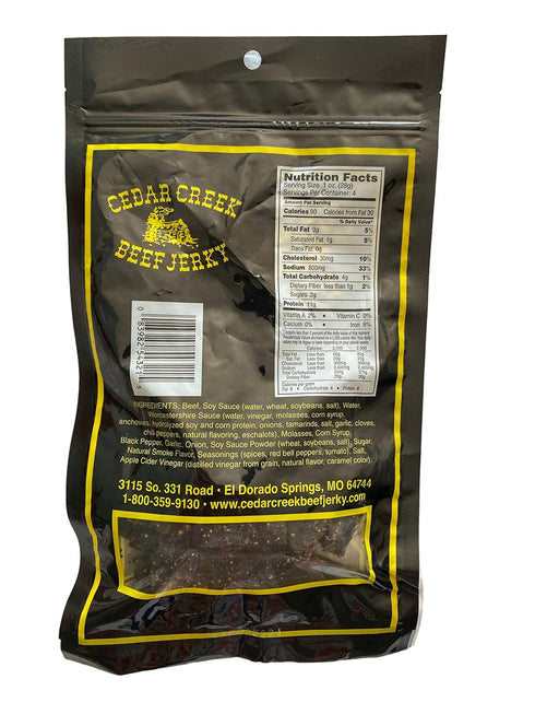 Cedar Creek | Air-Dried Thinly Sliced | 4oz pack | No Artificial Preservatives | Grass Grain Fed Beef | Clean Healthy Snack (Peppered)...