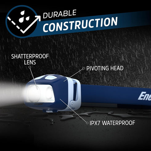 Energizer HDL40 LED Headlamp, 500 Lumen, IPX7 Waterproof, Multi-Colored Headlamp, Hands-Free Light, Batteries Included...