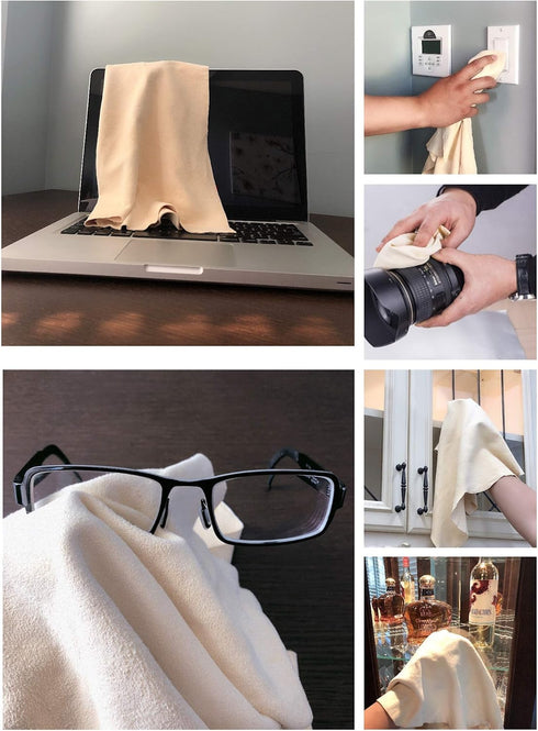 Chamois Drying Cloth Car Drying Towel Real Leather Super Absorbent Fast Drying Natural Chamois Car Wash Cloth Accessory (7.25 SQ FT in Total)...