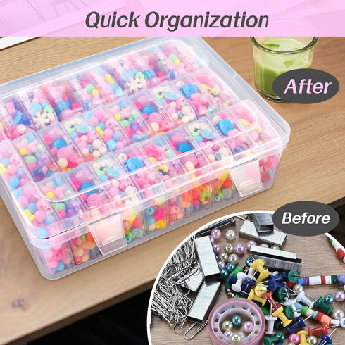 THYSSEN Bead Organizers,30Pcs Plastic Mini Clear Storage Cases with 1pcs Hinged Lid Rectangle Case,Bead Containers Transparent Boxes,for Jewelry B...
