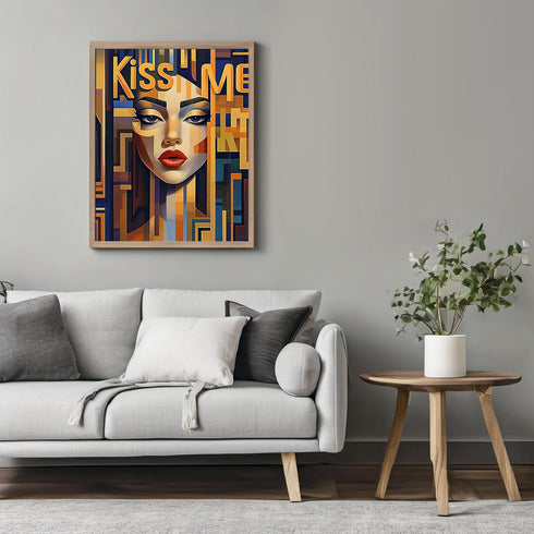 Posterizer 1 pcs-kiss me-modern colorful Valentine's day inspired art -1-Romantic Art-Abstract & Modern Art-Gift for Couples boyfriend girlfriend ...