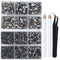 LPBeads 6400 Pieces Hotfix Rhinestones Transparent Black Flat Back 5 Mixed Sizes Crystal Round Glass Gems with Tweezers and Picking Rhinestones Pe...