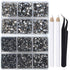 LPBeads 6400 Pieces Hotfix Rhinestones Transparent Black Flat Back 5 Mixed Sizes Crystal Round Glass Gems with Tweezers and Picking Rhinestones Pe...