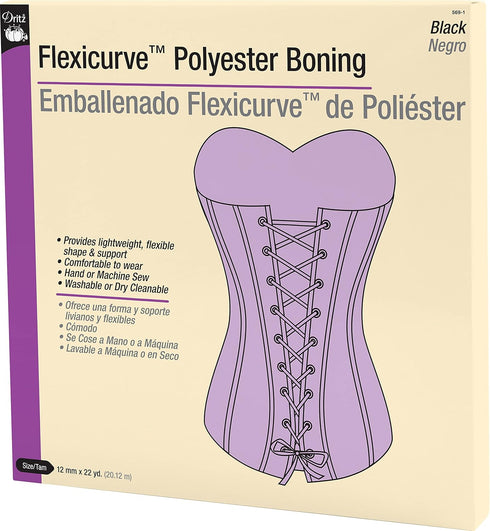 Dritz Flexicurve Polyester Boning for Shape & Support, 22-Yards, Black...