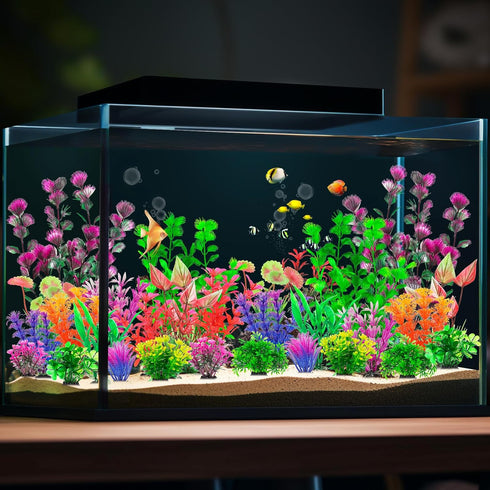 30Pcs Aquarium Plants, Fish Tank Accessories Artificial Aquatic Plants,Full Set of Fish Tank Decorations, Various Sizes...