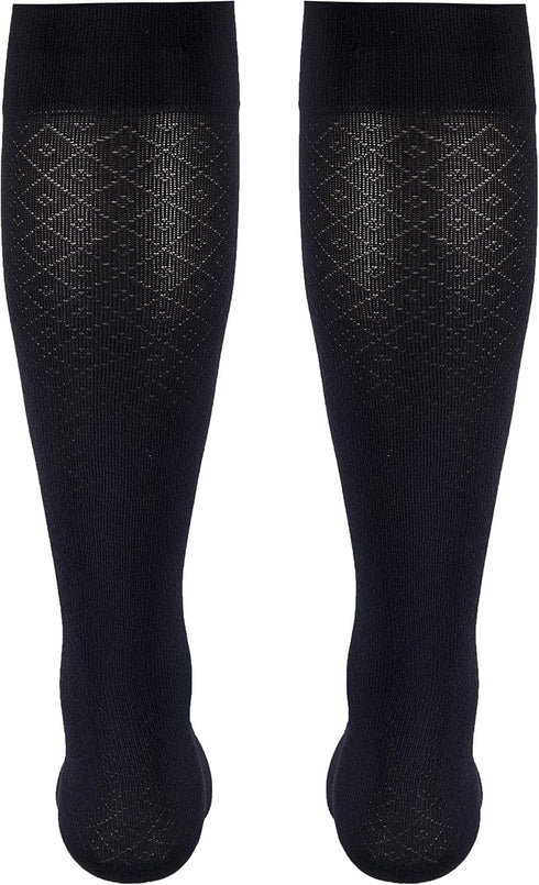 Truform Compression Socks, 15-20 mmHg, Women's Dress Socks, Knee High Over Calf Length, Navy Diamond Knit, Large...