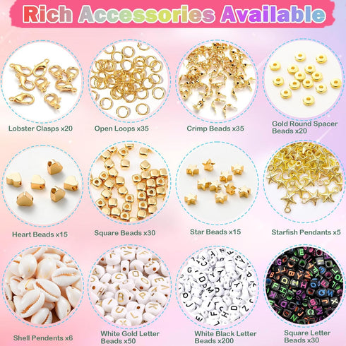 Flat Clay Beads Bracelet Making Kit Jewelry Making Kit for Beginner, 6mm Flat Polymer Heishi Beads Letter Bead Friendship Bracelet Beads DIY Arts ...