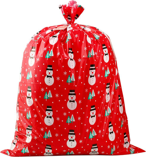 Giant Christmas Red Snowman Plastic Gift Bag (36"x44") - Jumbo Celebration Bag With Tag Card for Large Gifts - 1 PC...
