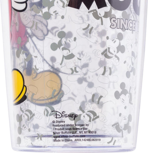 Silver Buffalo Disney Vintage Mickey Mouse Since 1928 Double Wall Travel Tumbler with Slide Close Lid, 20 Ounces...