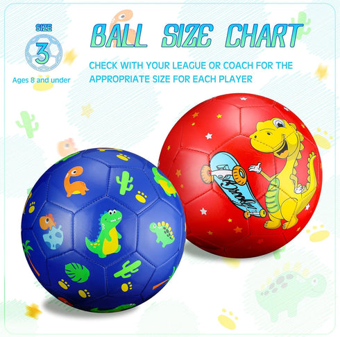 Soccer Ball for Boys Girls 4 to 6 Dinosaur Size 3 Small Cute Soccer Toy Soft Durable Sports Soccer for Outdoor Indoor Game with Pump Christmas Bac...