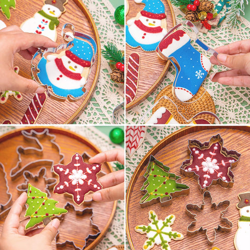 KALAIEN 18Pcs Christmas Cookie Cutters, Holiday Cookie Cutter Sets, Reindeer, Snowflake, Christmas Tree, Gingerbread Man, Santa, Bell...