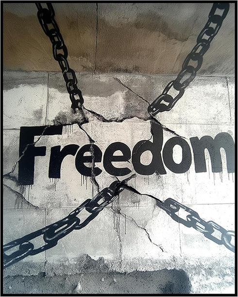 Posterizer-freedom-broken chains-inspiring typography art -4-Abstract & Modern Art Gift for Men Women Teens Decor for Home & Office- unframed wall...