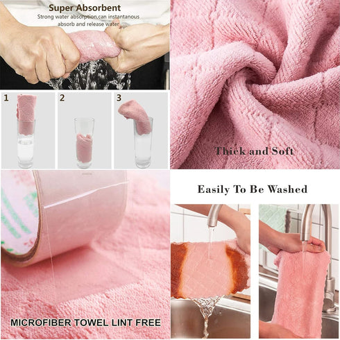 10 Pack Kitchen Cloth, Microfiber Dish Towels Washcloths, Super Absorbent Coral Velvet Dishtowels, Premium Cleaning Cloths,Non-Stick Oil Quick Dry...