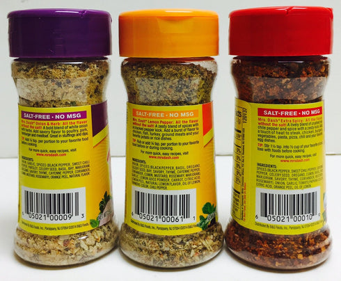 Mrs Dash Salt-Free Seasoning Blend Variety 3 Packs - Extra Spicy, Lemon Pepper, and Onion & Herb...