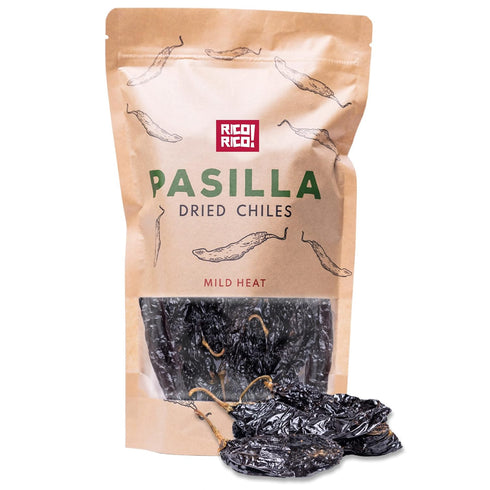 RICO RICO - Pasilla Dried Peppers 4 Oz. - Pasilla Chiles Secos - Premium Peppers - Great For Authentic Mexican Cuisine - Packaged In Resealable Ba...
