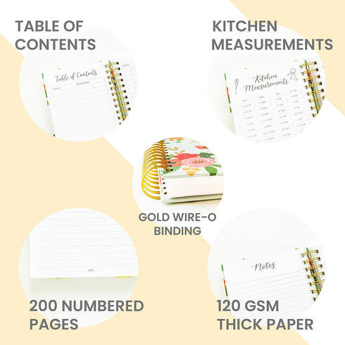 Blank Recipe Book To Write In Your Own Recipes - Recipe Notebook, Hardcover Recipe Journal Keepsake Cookbook for Organizing Favorite Family Recipe...