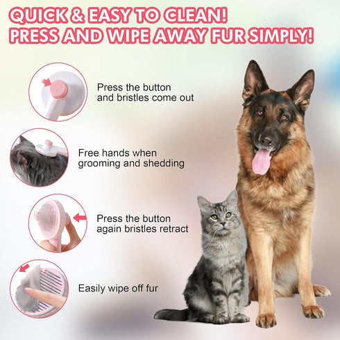 Pet Grooming Brush Kit 7pcs, Cat Brush with Release Button Comb Set for Shedding -Cat Brush&Nail Clippers File Set for Cat Dogs Long matted Haired...