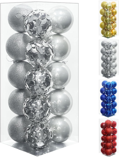Lulu Home Christmas Ball Ornaments, 20 Ct 3.15" Pre-Strung Hanging Ornament Decorations, Xmas Shatterproof Plastic Balls for Holiday Party Wreath ...