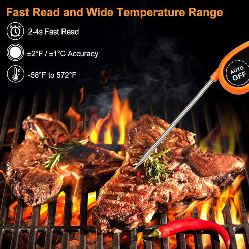 Instant Read Meat Thermometer - CA001 Digital Oven Cooking Food Min Max Thermometer Magnetic Waterproof with Backlight for Adults Kitchen Grill St...