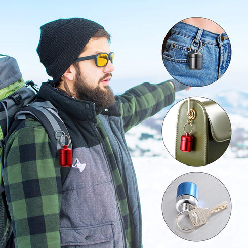 4 Pieces keychain pill holder Waterproof Aluminum Pill Case Box Aluminum Case Box with Keychain for Purse for Travel, Foam Storage Case, Multicolo...