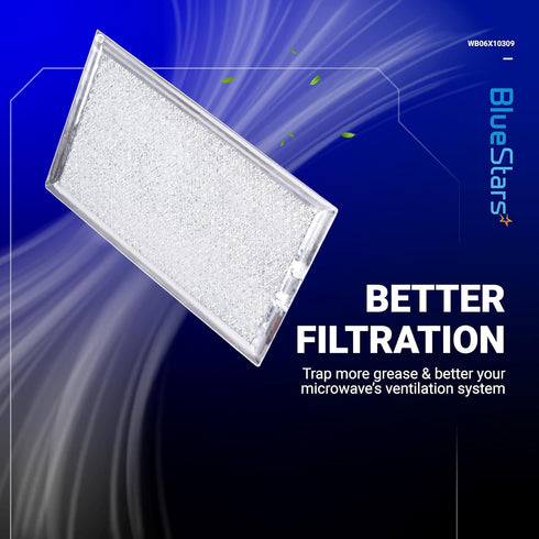 BlueStars WB06X10309 WB06X10359 Microwave Grease Filter Replacement 7.64 x 5.12 - Compatible with G.E LG Kenmore Over-the-range Vent Hood Microwav...