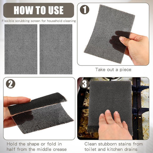 50 Pcs Flexible Scrubbing Screen for Household Cleaning 5.5" x 4" Scrubber Flexible Scouring Mesh Pad Cleaning Abrasive Grit Screen for Remove Car...