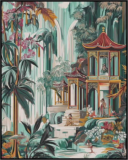 Posterizer 1 pcs-inspired by traditional Chinoiserie art-intricate design 3-Collectibles & Fine Art-Vintage Art-Gift for Men Women Entrepreneur Te...