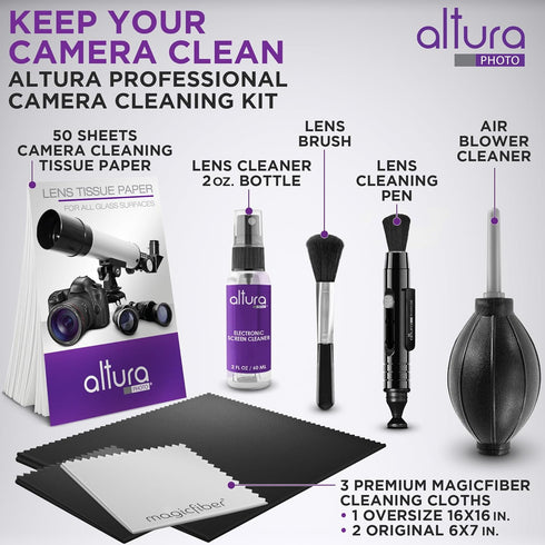 Altura Photo Professional Cleaning Kit for DSLR Cameras and Sensitive Electronics Bundle with 2oz Altura Photo Spray Lens and LCD Cleaner - Camera...