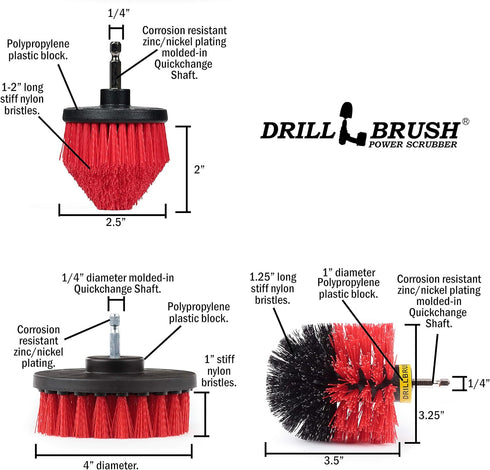Drill Brush Power Scrubber by Useful Products - Wood Cleaner - Concrete Cleaner - Deck Brush - Rust Stain Remover - Brick Cleaner - Floor Scrub Br...