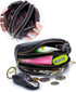 3 Zippered Genuine Leather Coin Purse Triple Capacity Change Pouch Little Travel Wallet With Key Ring for Women...