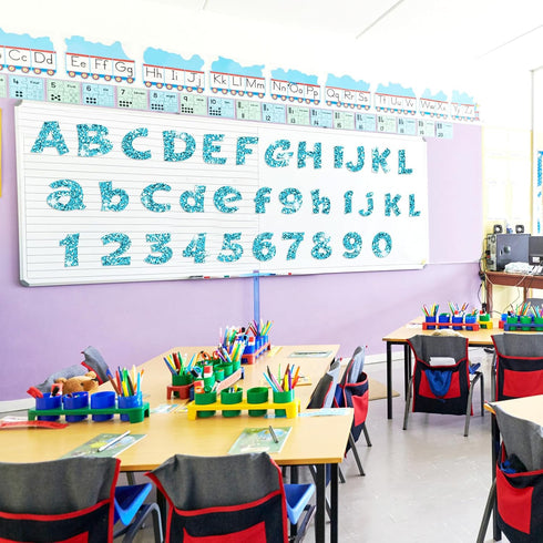 216 Pcs Glitter Bulletin Board Letters for Classroom Numbers Alphabet Poster Board Letters with Adhesive Dots Punctuation Symbols Cutout Bulletin ...