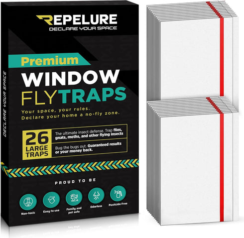 Window Fly Trap (26 Pack) XL Traps, Indoor for Home, Sticky Traps for Flying Bugs, Insects, Gnats, Moths and Fruit Flies, Non-Toxic, Waterproof, a...
