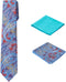 Men's Woven Paisley Regular Length Neck Tie with 2 Handkerchief Pocket Squares Hanky Set - Gold Purple Teal...