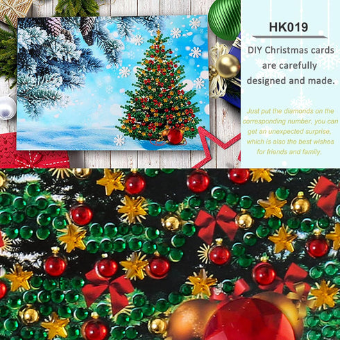 DIY 5D Diamond Painting Christmas Cards 4 Pcs, Round Drill Greeting Cards Creative, Handmade Merry Christmas Card Gifts for Family Friends and Lov...
