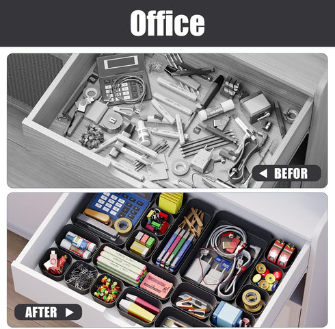 Plastic Drawer Organizers, 10 PCS Drawer Organizer Bins, Bathroom and Vanity Organizer Plastic Tray, Makeup organizer and storage for Makeup, Bedr...