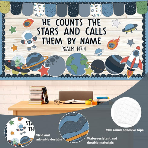 Outer Space Bulletin Board Decoration Set Galaxy Theme Bulletin Board Borders Outer Space Astronaut Paper Cutouts Space Planet Bulletin Boarder fo...