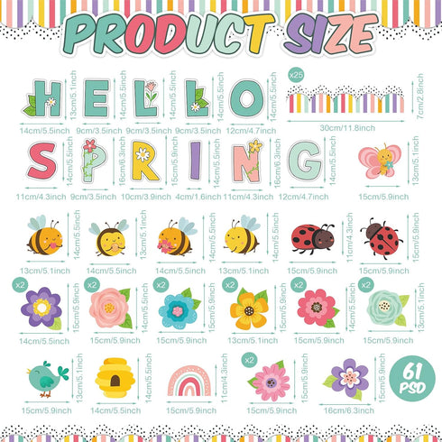 Hello Spring Bulletin Board Flower Bulletin Board Floral Paper Cutouts Floral Bulletin Board Decoration Butterfly Bird Bee Classroom Decor for Kin...