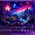 Simpkeely Fantasy Planet Tapestry, Blacklight Forest Natural Landscape Retro Aesthetic Wall Hanging, UV Reactive Sunset Trees Tapestries for Bedro...